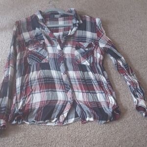 Charlotte Russe Red and Black Plaid Shirt